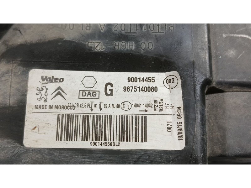 Recambio de faro izquierdo para citroën c-elysee (dd_) 1.6 bluehdi 100 referencia OEM IAM 9675140080 VALEO 90014455