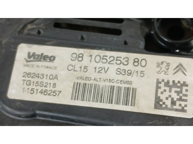 Recambio de alternador para citroën c-elysee (dd_) 1.6 bluehdi 100 referencia OEM IAM 9810525380 VALEO 2624310A