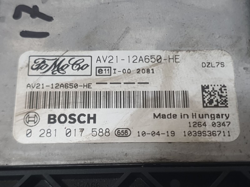 Recambio de centralita motor uce para ford fiesta vi (cb1, ccn) 1.6 tdci referencia OEM IAM AV2112A650HE 0281017588 BOSCH