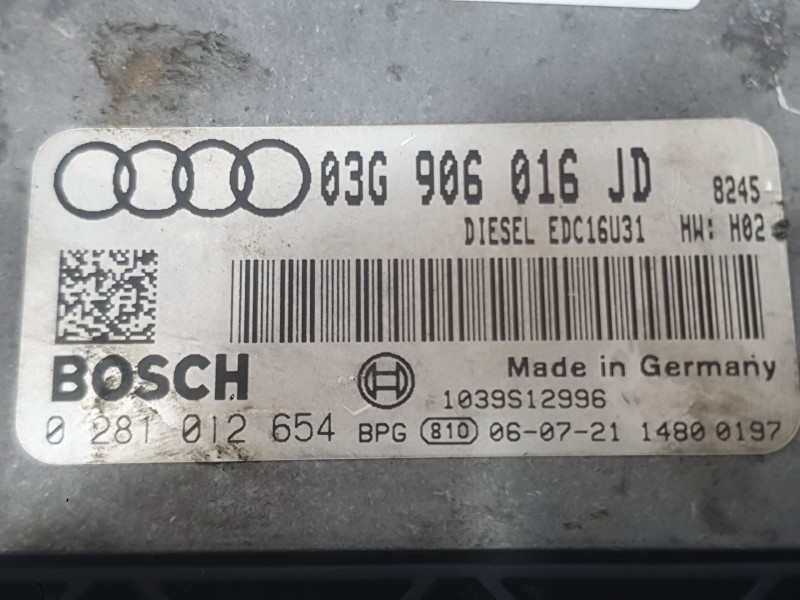 Recambio de centralita motor uce para audi a4 b7 (8ec) 2.0 tdi 16v referencia OEM IAM 03G906016JD 0281012654 BOSCH