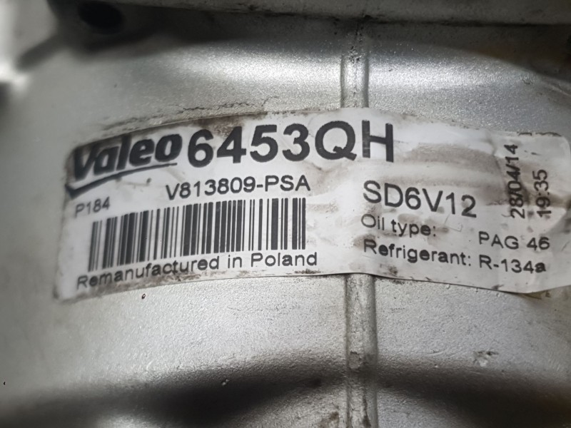 Recambio de compresor aire acondicionado para citroën nemo monospace 1.4 hdi referencia OEM IAM V813809PSA 6453QH VALEO