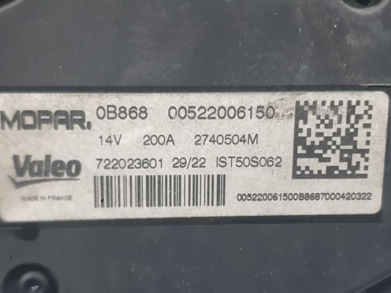 Recambio de alternador para fiat tipo station wagon (356_, 357_) 1.5 t4 hybrid referencia OEM IAM 522006150 722023601 VALEO