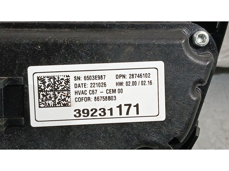 Recambio de mando calefaccion / aire acondicionado para opel corsa f (p2jo) 1.2 (68) referencia OEM IAM 39231171  86758B03