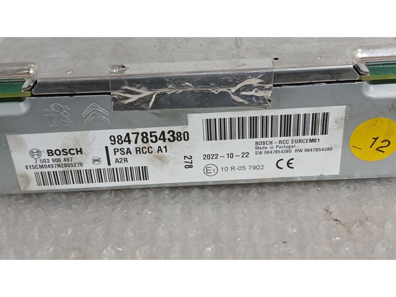 Recambio de sistema audio / radio para opel corsa f (p2jo) 1.2 (68) referencia OEM IAM 9847854380 BOSCH 7503900497