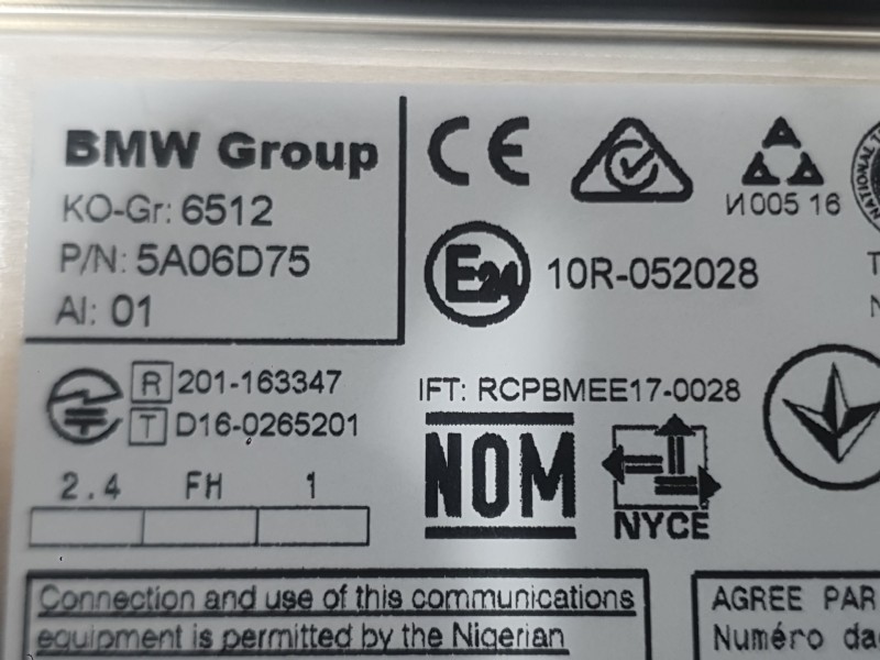 Recambio de sistema audio / radio para bmw i3 (i01) electric referencia OEM IAM 5A06D75 10R052028 