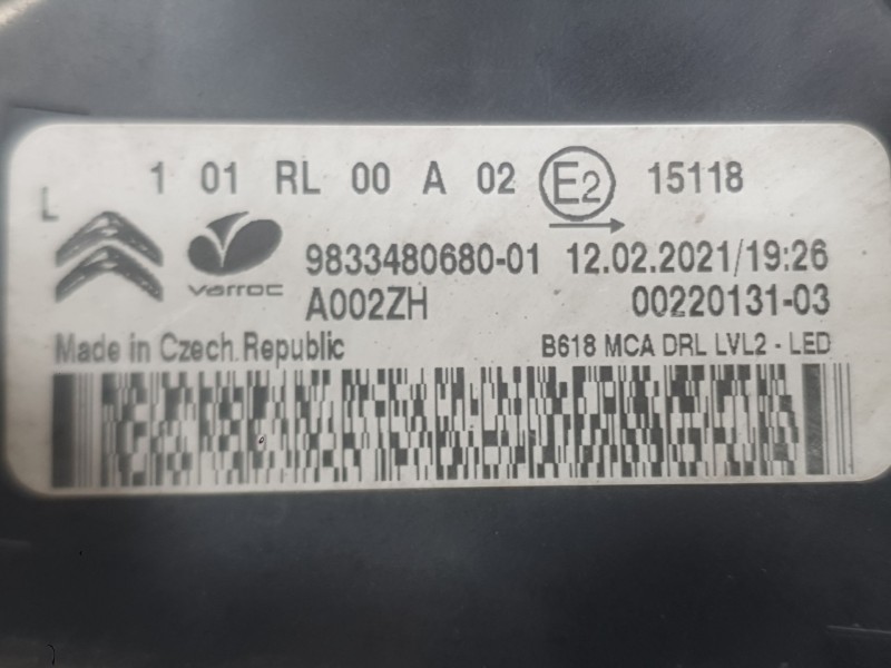 Recambio de piloto izquierdo luz diurna para citroën c3 iii (sx) 1.5 bluehdi 100 (sxyhyp, sxyhtu) referencia OEM IAM 9833480680 