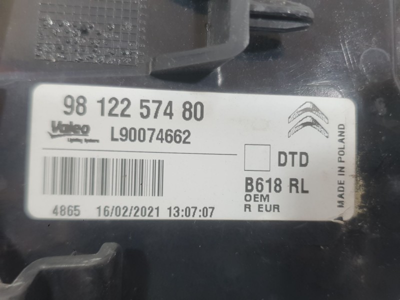 Recambio de piloto trasero derecho para citroën c3 iii (sx) 1.5 bluehdi 100 (sxyhyp, sxyhtu) referencia OEM IAM 9812257480 L9007