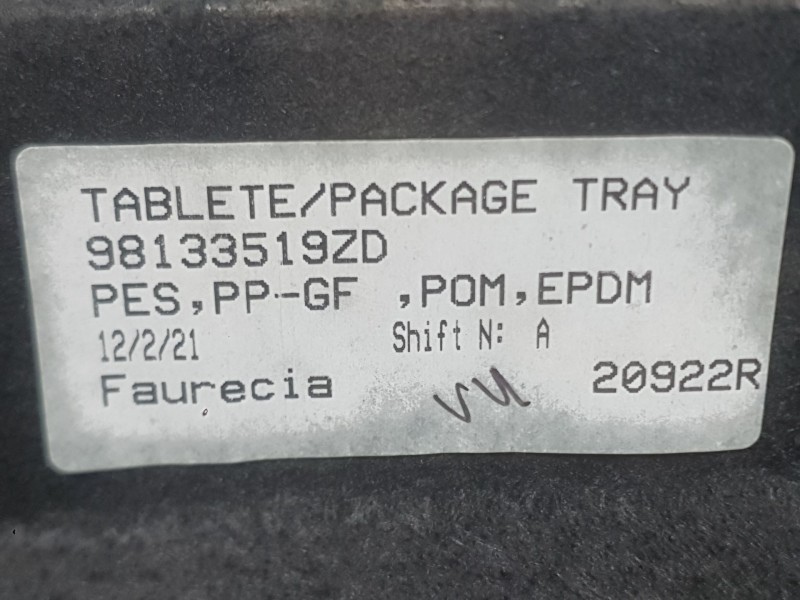 Recambio de bandeja trasera para citroën c3 iii (sx) 1.5 bluehdi 100 (sxyhyp, sxyhtu) referencia OEM IAM 98133519ZD  