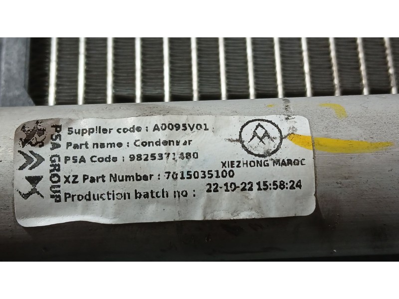 Recambio de condensador / radiador aire acondicionado para opel corsa f (p2jo) 1.2 (68) referencia OEM IAM 9825371480  