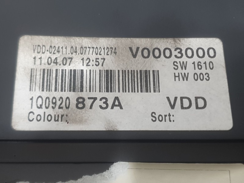 Recambio de cuadro instrumentos para volkswagen eos (1f7, 1f8) 2.0 tdi referencia OEM IAM 1Q0920873A  