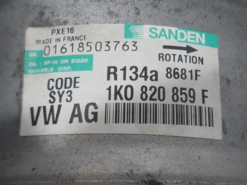 Recambio de compresor aire acondicionado para volkswagen eos (1f7, 1f8) 2.0 tdi referencia OEM IAM 1K0820859F 01618503763 SANDEN