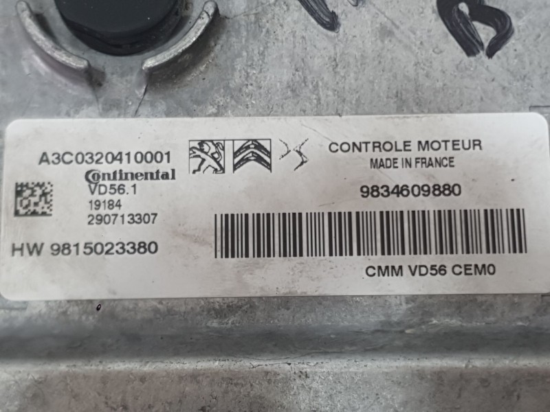 Recambio de centralita motor uce para citroën berlingo (er_, ec_) 1.2 puretech 110 referencia OEM IAM 9834609880 A3C0320410001 C