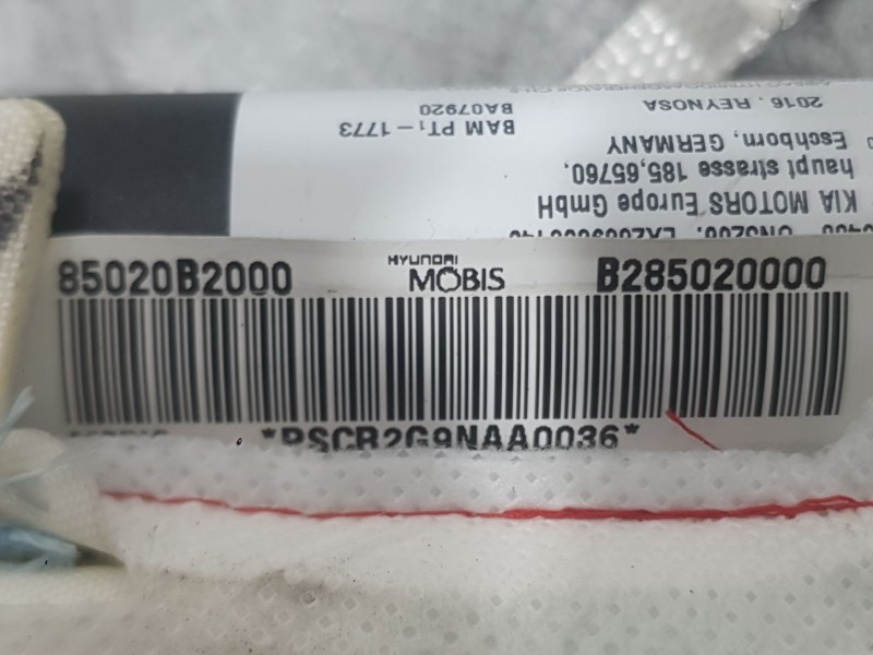 Recambio de airbag cortina delantero derecho para kia soul ii (ps) 1.6 gdi referencia OEM IAM 85020B2000 B285020000 MOBIS