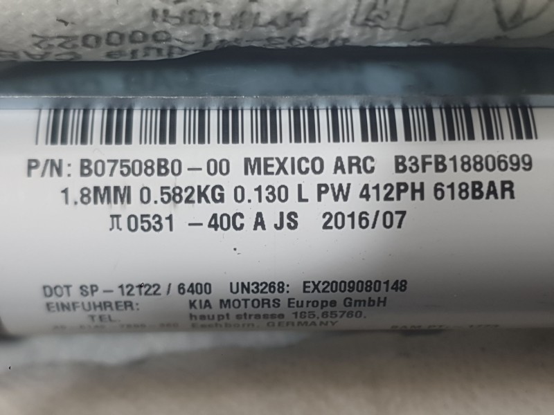 Recambio de airbag cortina delantero izquierdo para kia soul ii (ps) 1.6 gdi referencia OEM IAM 85010B2000 B07508B0 