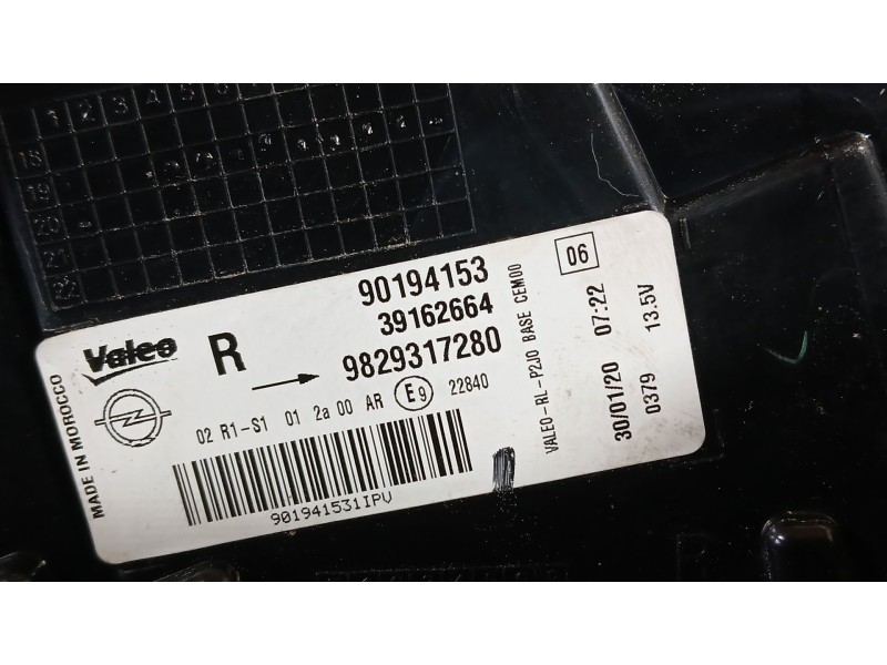 Recambio de piloto trasero derecho exterior para opel corsa f (p2jo) 1.2 (68) referencia OEM IAM 9829317280 VALEO 90194153