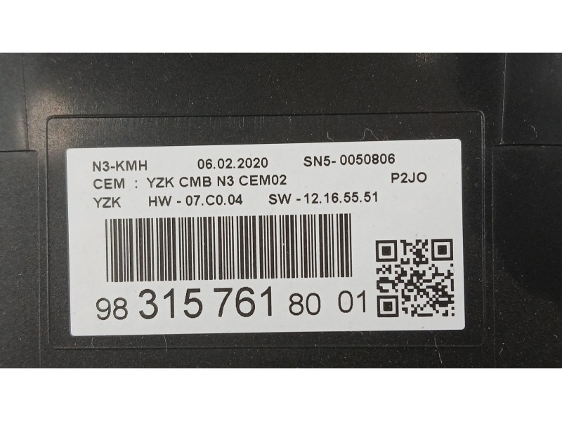 Recambio de cuadro instrumentos para opel corsa f (p2jo) 1.2 (68) referencia OEM IAM 9835151680  SN50050806
