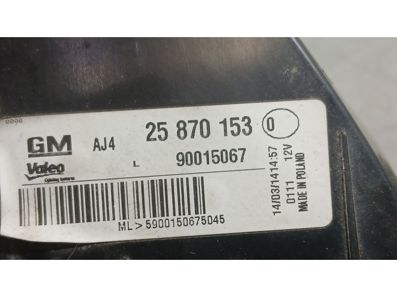 Recambio de piloto trasero izquierdo exterior para opel astra j sedán 1.4 turbo (69) referencia OEM IAM 25870153 VALEO ROZADO 90