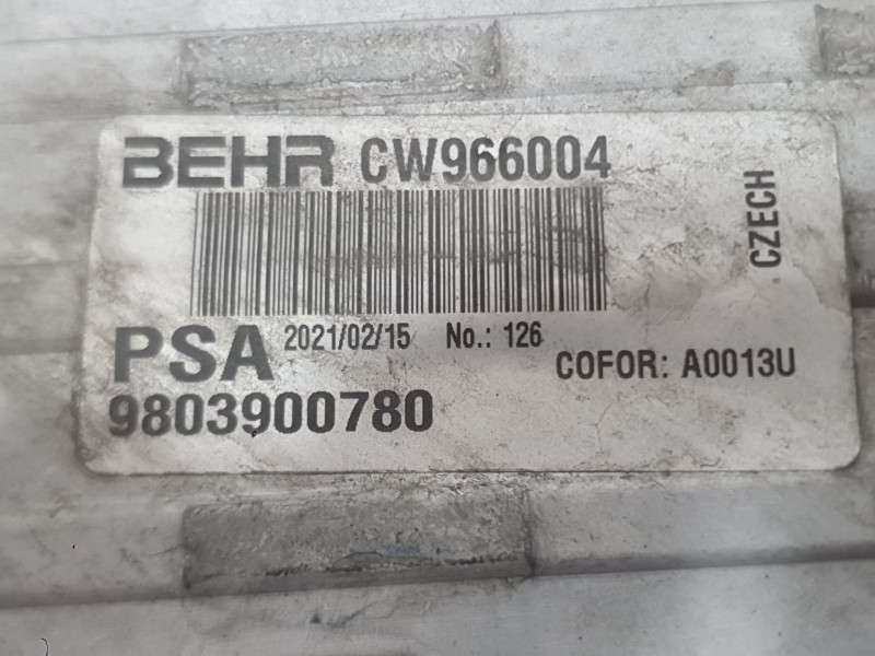 Recambio de intercooler para citroën c3 iii (sx) 1.5 bluehdi 100 (sxyhyp, sxyhtu) referencia OEM IAM 9803900780 CW966004 BEHR