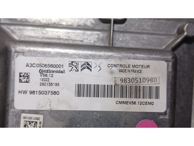 Recambio de centralita motor uce para opel corsa f (p2jo) 1.2 (68) referencia OEM IAM 9830510980 CONTINENTAL A3C050656001