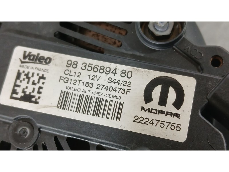 Recambio de alternador para opel corsa f (p2jo) 1.2 (68) referencia OEM IAM 9835689480 VALEO FG12T163
