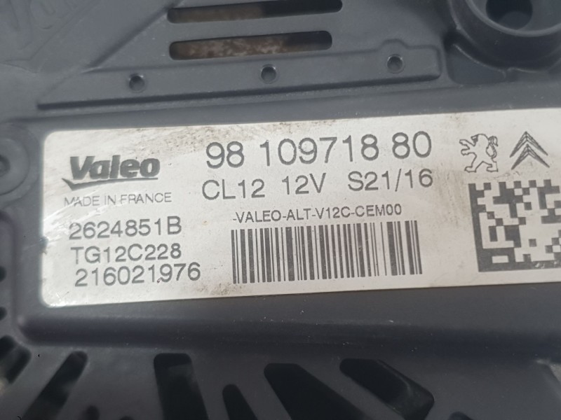 Recambio de alternador para citroën c4 cactus 1.2 vti 82 referencia OEM IAM 9810971880 2624851B VALEO