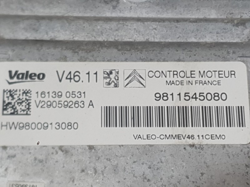 Recambio de centralita motor uce para citroën c4 cactus 1.2 vti 82 referencia OEM IAM 9811545080 161390531 VALEO