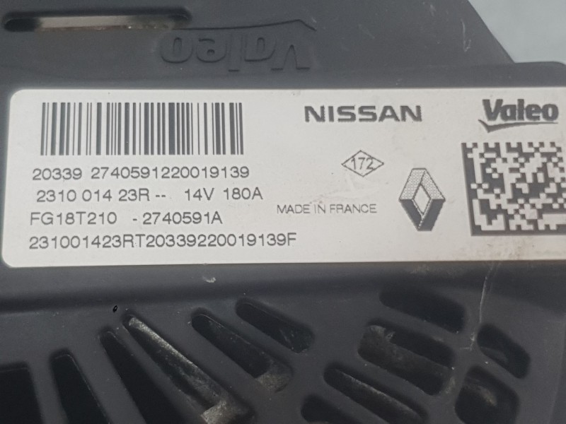 Recambio de alternador para fiat talento furgoneta (296_) 2.0 ecojet referencia OEM IAM 231001423R 2740591A VALEO