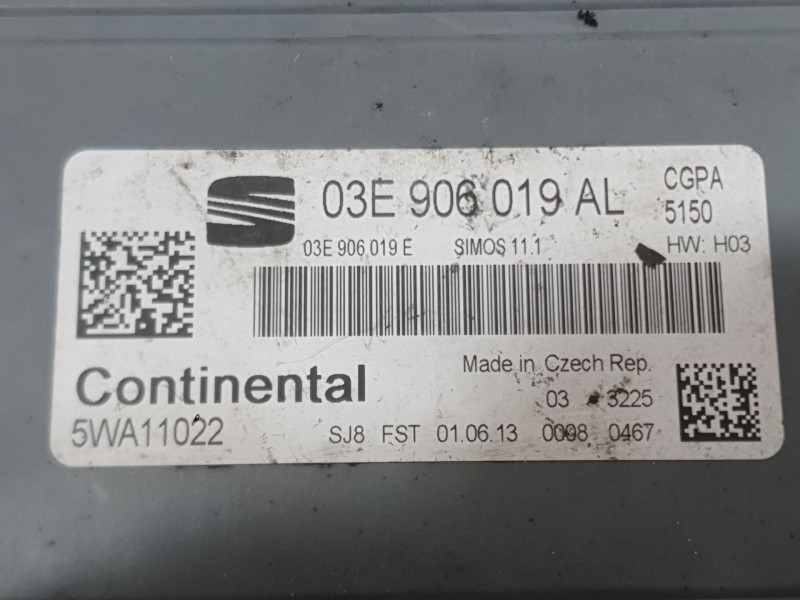 Recambio de centralita motor uce para seat ibiza iv (6j5, 6p1) 1.2 referencia OEM IAM 03E906019AL 5WA11022 CONTINENTAL