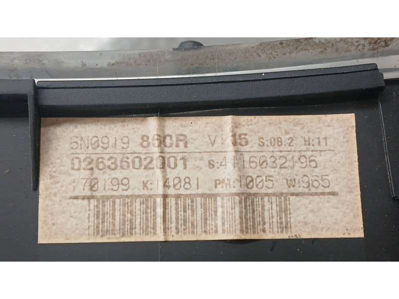Recambio de cuadro instrumentos para volkswagen polo iii (6n1) 50 1.0 referencia OEM IAM 6N0919860R MOTOMETER 0263602001