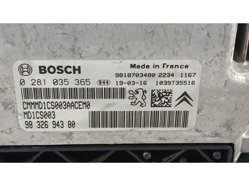 Recambio de centralita motor uce para peugeot 208 i (ca_, cc_) 1.5 bluehdi 100 referencia OEM IAM 9832694380 BOSCH 0281035365