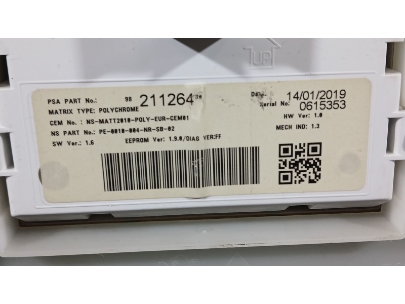 Recambio de cuadro instrumentos para peugeot 208 i (ca_, cc_) 1.5 bluehdi 100 referencia OEM IAM 9822915480  SN20546