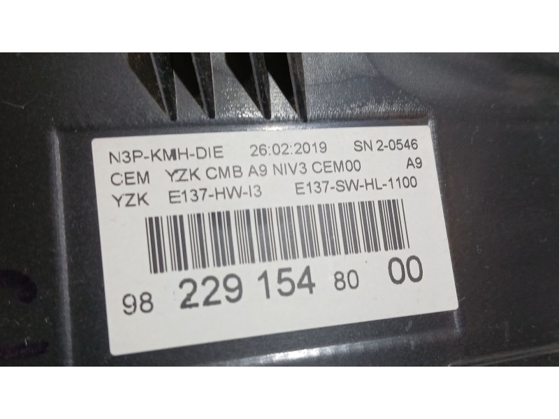 Recambio de cuadro instrumentos para peugeot 208 i (ca_, cc_) 1.5 bluehdi 100 referencia OEM IAM 9822915480  SN20546
