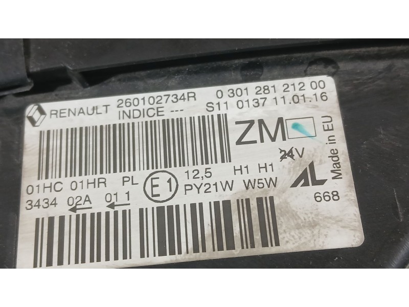 Recambio de faro derecho para renault captur i (j5_, h5_) 1.2 tce 120 referencia OEM IAM 260105066R  