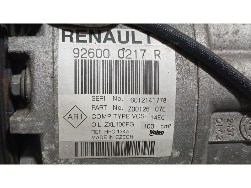 Recambio de compresor aire acondicionado para renault captur i (j5_, h5_) 1.2 tce 120 referencia OEM IAM 926000217R  