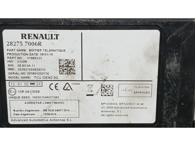 Recambio de modulo electronico para renault captur i (j5_, h5_) 1.2 tce 120 referencia OEM IAM   