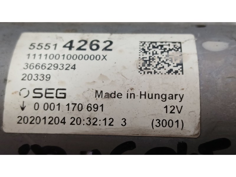 Recambio de motor arranque para opel astra k (b16) 1.2 turbo (68) referencia OEM IAM 55515481  
