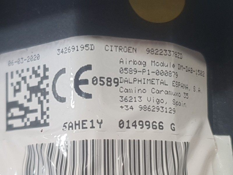 Recambio de kit airbag para citroën c5 aircross (ac_, aj_, ar_, a4_) 1.2 puretech 130 (arhnsj) referencia OEM IAM 98223378ZD C/S