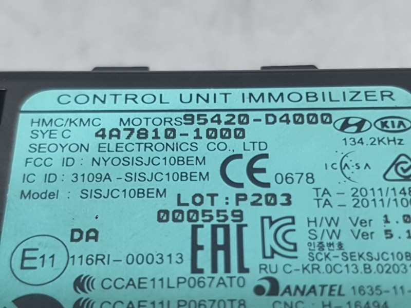 Recambio de modulo electronico para kia stonic (yb) 1.0 t-gdi referencia OEM IAM  INMOVILIZADOR 