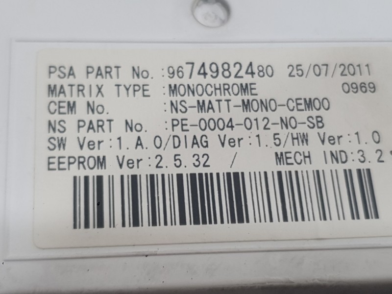 Recambio de cuadro instrumentos para peugeot 3008 i monospace (0u_) 1.6 hdi referencia OEM IAM 9674982480  