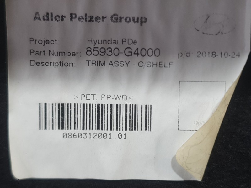 Recambio de bandeja trasera para hyundai i30 (pde, pd, pden) 1.0 t-gdi referencia OEM IAM 85930G4000TRY  