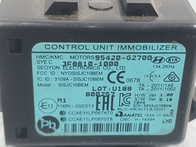Recambio de modulo electronico para hyundai i30 (pde, pd, pden) 1.0 t-gdi referencia OEM IAM  INMOVILIZADOR 