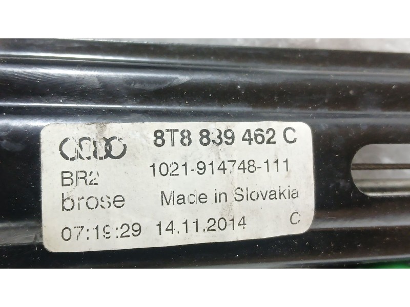 Recambio de elevalunas trasero derecho para audi a5 sportback (8ta) 2.0 tdi referencia OEM IAM 8T8839462C  