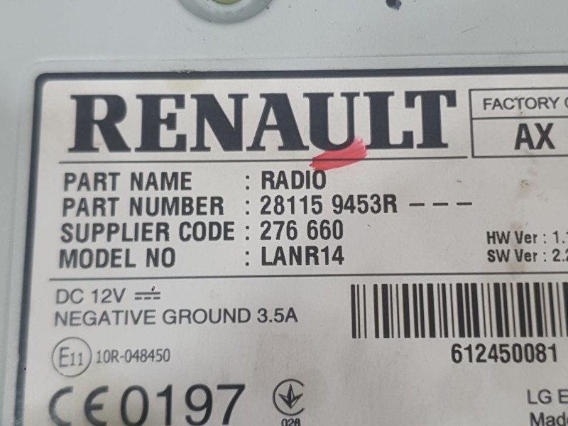 Recambio de sistema audio / radio para renault megane iv hatchback (b9a/m/n_) 1.6 dci 130 (b9a4) referencia OEM IAM 281155430R  