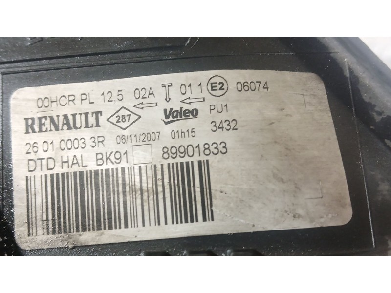 Recambio de faro derecho para renault laguna iii (bt0/1) 1.5 dci (bt00, bt0a, bt0t, bt1j) referencia OEM IAM 260100038R  
