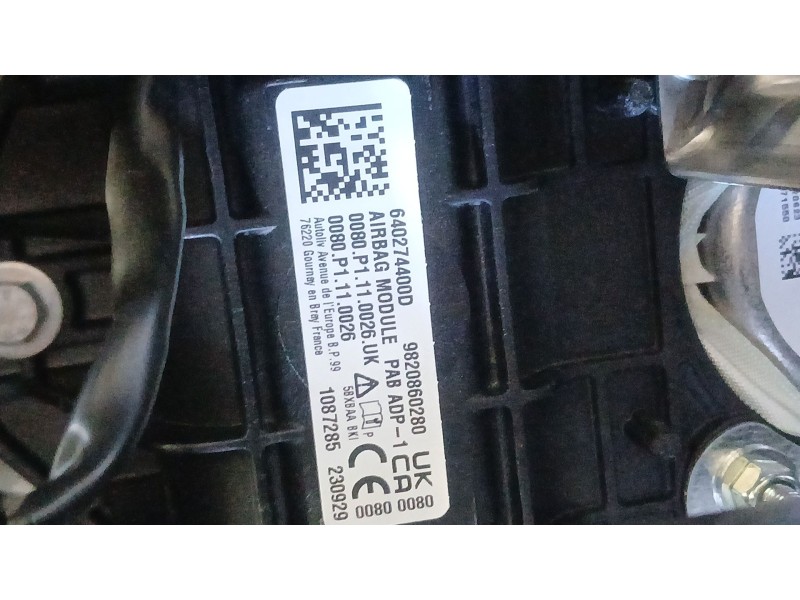 Recambio de kit airbag para opel corsa f (p2jo) 1.2 (68) referencia OEM IAM 98529205ZD C/SALPICADERO Y PRETENSORES 98529205ZD CO