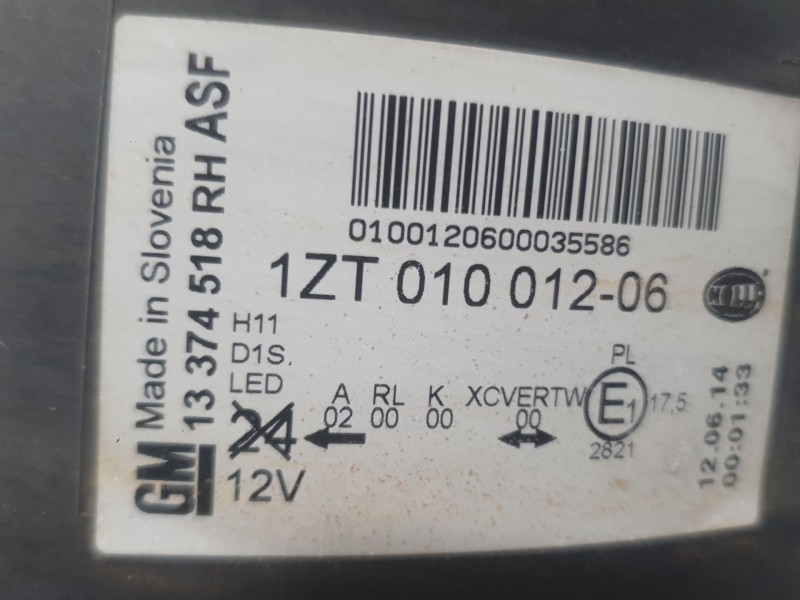 Recambio de faro derecho para opel astra j (p10) 1.6 cdti (68) referencia OEM IAM 13253647  