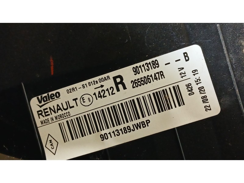 Recambio de piloto trasero derecho para dacia sandero ii (b8_) 1.0 lpg (b8ml) referencia OEM IAM 265500465R  