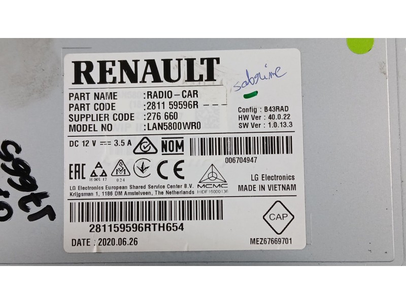 Recambio de sistema navegacion gps para dacia sandero ii (b8_) 1.0 lpg (b8ml) referencia OEM IAM   