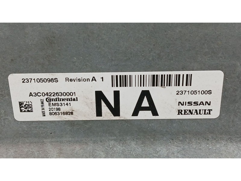 Recambio de centralita motor uce para dacia sandero ii (b8_) 1.0 lpg (b8ml) referencia OEM IAM 237104128R  