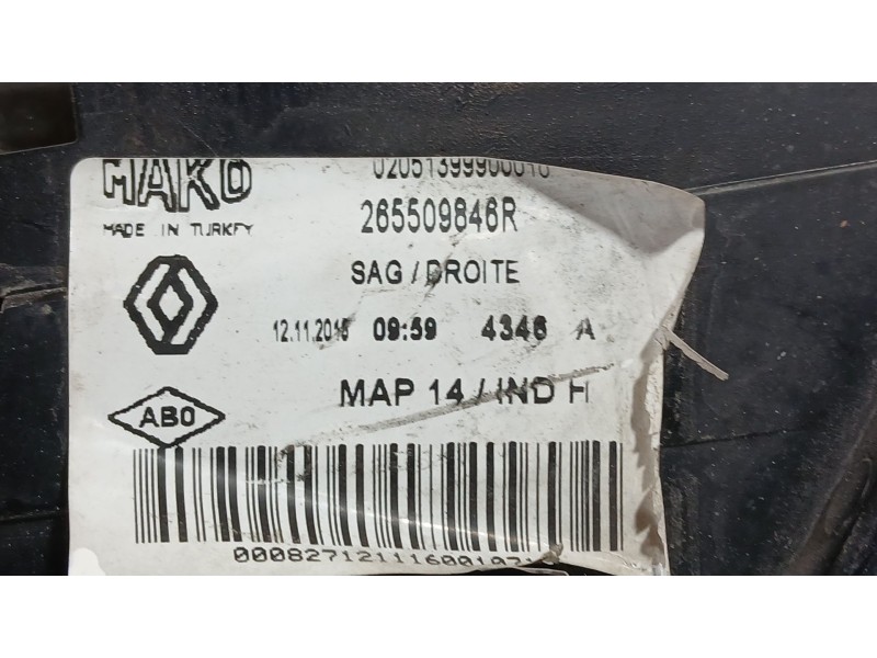 Recambio de piloto trasero derecho exterior para renault clio iv (bh_) 1.5 dci 75 referencia OEM IAM 265509646R  